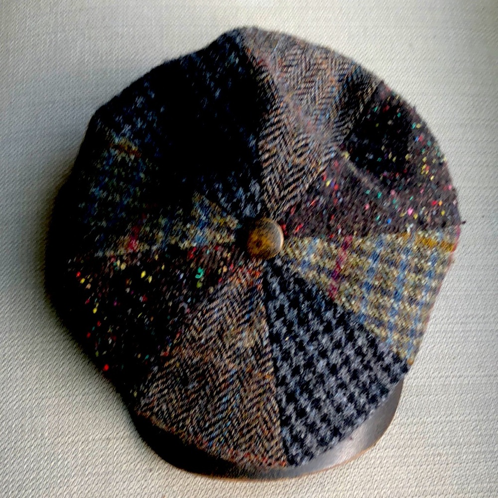 Wigens 100% Wool Newsboy Cap / Hat Multicolor Patchwork Size 59